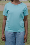 BASERANGE Classic Bamboo Fiber Bamboo Cotton Loose T-shirt Series Collection Round Neck Bottoming Shirt France BAS-TOLO-BL-SP25-LSS Turquoise TOLO-BL-000